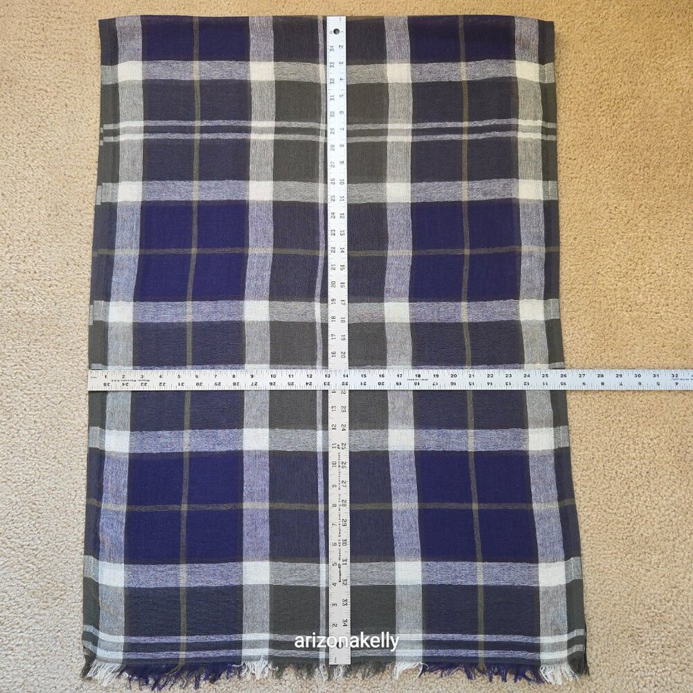 NWOT Barbour Linen/Cotton Plaid Scarf Lightweight Preppy - Picture 2 of 12